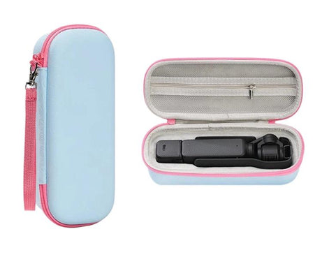 For DJI Osmo Pocket 3 Standalone & Essential Accessories Hard Carrying Case PU Leather Storage Bag with Wrist Strap
