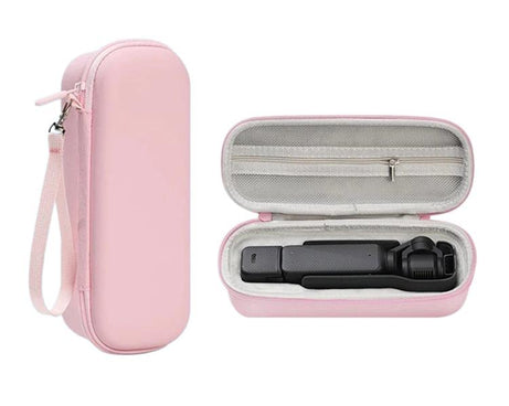 For DJI Osmo Pocket 3 Standalone & Essential Accessories Hard Carrying Case PU Leather Storage Bag with Wrist Strap