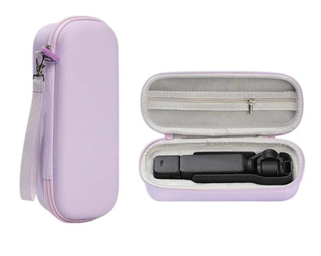 For DJI Osmo Pocket 3 Standalone & Essential Accessories Hard Carrying Case PU Leather Storage Bag with Wrist Strap