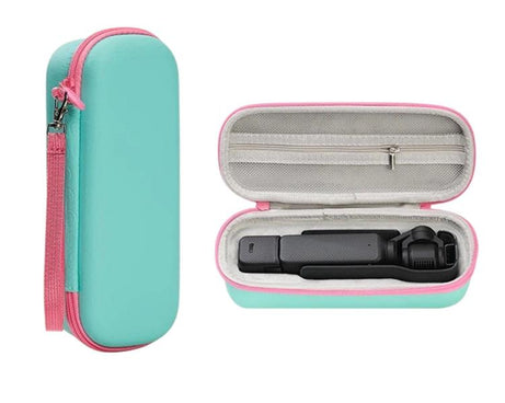 For DJI Osmo Pocket 3 Standalone & Essential Accessories Hard Carrying Case PU Leather Storage Bag with Wrist Strap