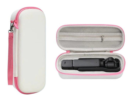 For DJI Osmo Pocket 3 Standalone & Essential Accessories Hard Carrying Case PU Leather Storage Bag with Wrist Strap