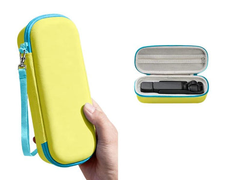 For DJI Osmo Pocket 3 Standalone & Essential Accessories Hard Carrying Case PU Leather Storage Bag with Wrist Strap