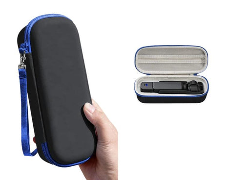 For DJI Osmo Pocket 3 Standalone & Essential Accessories Hard Carrying Case PU Leather Storage Bag with Wrist Strap
