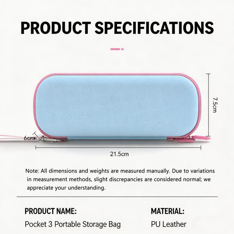For DJI Osmo Pocket 3 Standalone & Essential Accessories Hard Carrying Case PU Leather Storage Bag with Wrist Strap