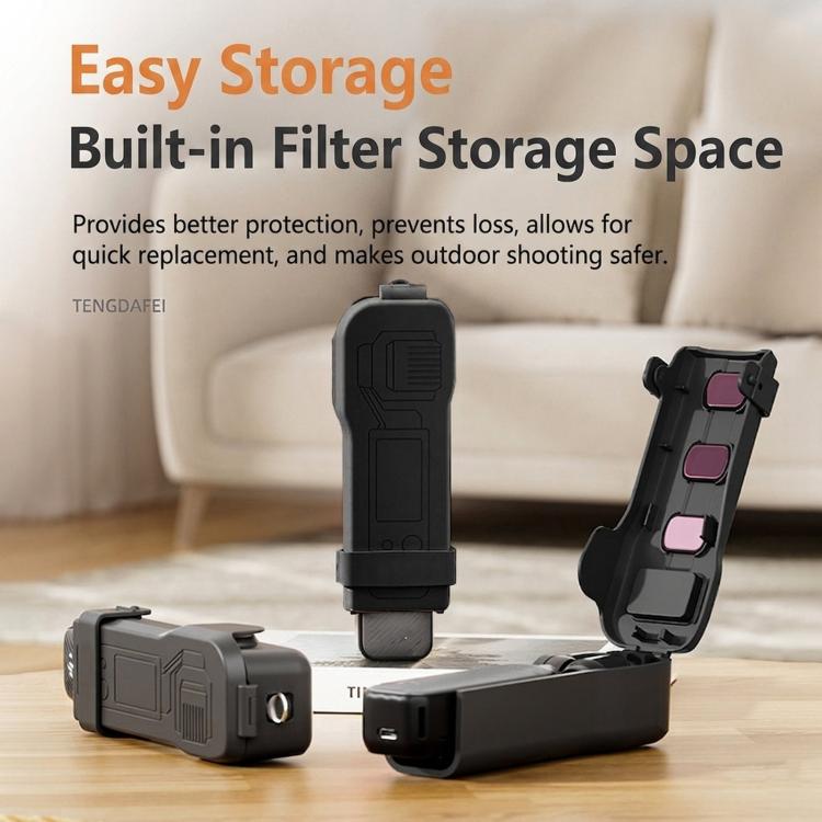 For DJI Osmo Pocket 3 Gimbal Protector Hard Case with Integrated 3 Filter Storage Scratch-Resistant Cover