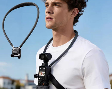 Neck Mount For Action Camera With 360-Degree Rotating Quick Release Base Air Cushion POV Necklace Holder With Anti-Shake Chest Strap