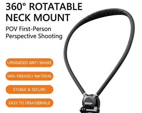Neck Mount For Action Camera With 360-Degree Rotating Quick Release Base Air Cushion POV Necklace Holder With Anti-Shake Chest Strap