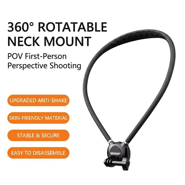 Neck Mount For Action Camera With 360-Degree Rotating Quick Release Base Air Cushion POV Necklace Holder With Anti-Shake Chest Strap