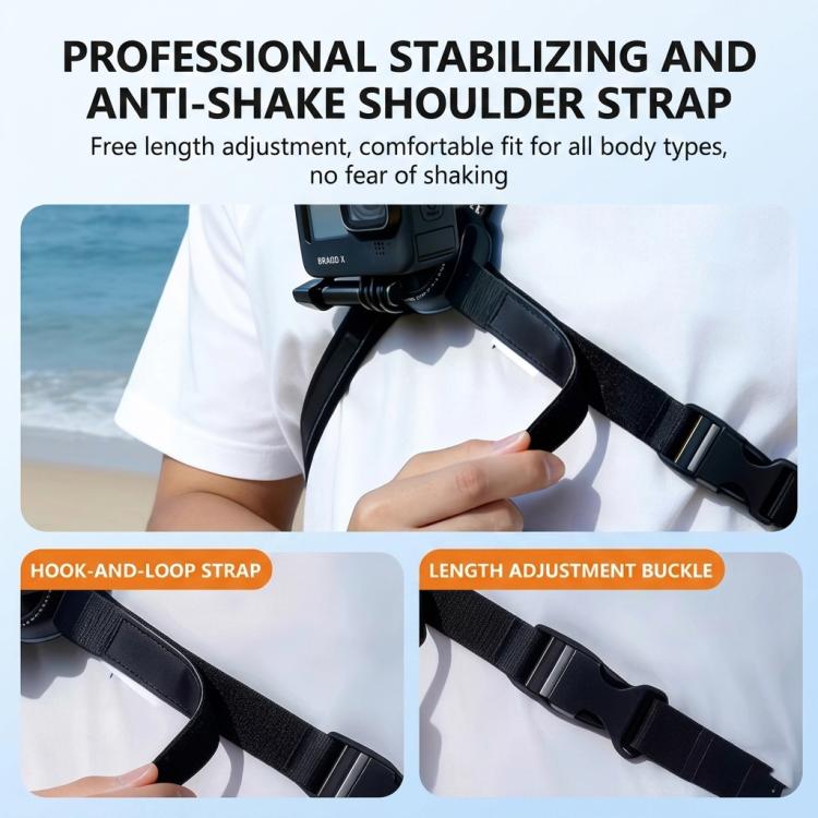 Neck Mount For Action Camera With 360-Degree Rotating Quick Release Base Air Cushion POV Necklace Holder With Anti-Shake Chest Strap
