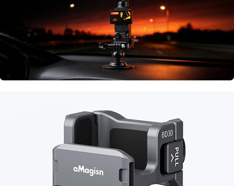 For DJI Osmo Pocket 4 & Pocket 3 aMagisn Metal Camera Cage Multifunctional Expansion Frame with Cold Shoe Mount, Dual-Prong & 1/4-inch Thread, Magnetic Quick Release Adapter Compatible