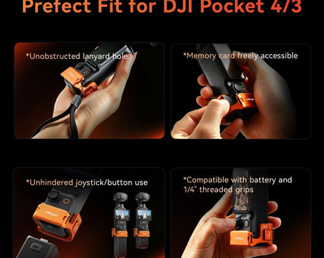 For DJI Osmo Pocket 4 & Pocket 3 aMagisn Metal Camera Cage Multifunctional Expansion Frame with Cold Shoe Mount, Dual-Prong & 1/4-inch Thread, Magnetic Quick Release Adapter Compatible