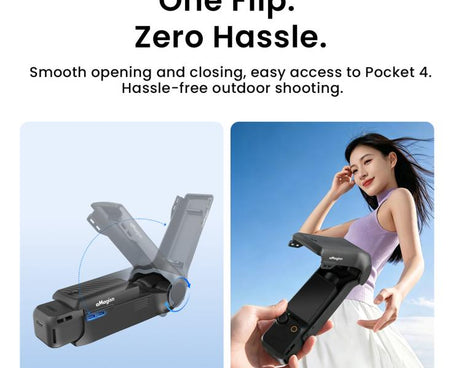 For DJI Osmo Pocket 4 aMagisn One-Piece Flip Protective Case Impact-Resistant ABS Hard Cover with Built-in Magnetic Filter Storage