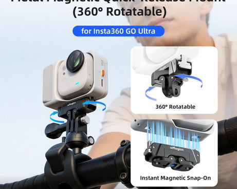 For Insta360 GO Ultra AMagisn 360-Degree Rotatable Metal Magnetic Quick-Release Mount With 1/4-Inch Thread And 2-Prong Base, For Insta360 GO Ultra