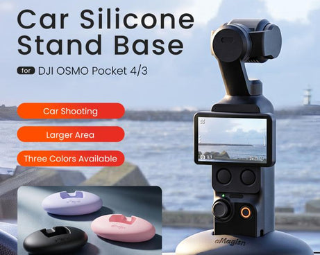 For DJI Osmo Pocket 4 / 3 aMagisn Silicone Desktop Stand Base Non-Slip Dashboard Car Mount with Adhesive