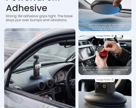 For DJI Osmo Pocket 4 / 3 aMagisn Silicone Desktop Stand Base Non-Slip Dashboard Car Mount with Adhesive