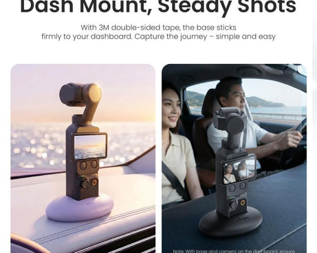 For DJI Osmo Pocket 4 / 3 aMagisn Silicone Desktop Stand Base Non-Slip Dashboard Car Mount with Adhesive