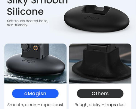 For DJI Osmo Pocket 4 / 3 aMagisn Silicone Desktop Stand Base Non-Slip Dashboard Car Mount with Adhesive
