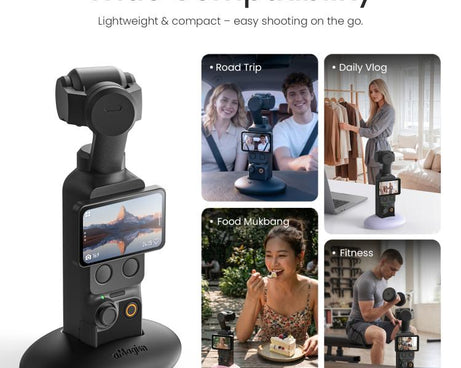 For DJI Osmo Pocket 4 / 3 aMagisn Silicone Desktop Stand Base Non-Slip Dashboard Car Mount with Adhesive