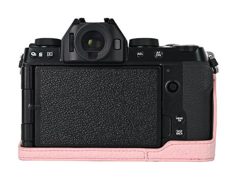 For Fujifilm X-S10 PU Leather Camera Half Case Vintage Litchi Pattern Protective Bottom Base With Magnetic Battery Access