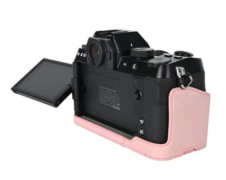 For Fujifilm X-S10 PU Leather Camera Half Case Vintage Litchi Pattern Protective Bottom Base With Magnetic Battery Access
