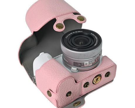 For Sony ZV-E10 II / ZV-E10M2 PU Leather Camera Case Bag Protective Half Body Cover With Shoulder Strap