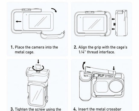 For DJI Action 6 TELESIN Street Photography Grip Set Aluminum Alloy Camera Cage Hand Grip Rig, For DJI Action 6