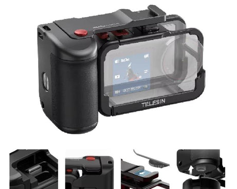 TELESIN StreetGrip Kit For DJI Osmo Action 5 Pro/4/3 Aluminum Alloy Camera Cage Hand Grip Rig, For DJI Osmo Action 5 Pro/4/3
