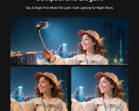 For DJI Action 5 Pro/4/3 TELESIN Quick-Release Mini Vlog Fill Light, IPX5 Waterproof Magnetic LED Video Light With 3 Color Temps, For DJI Action 5 Pro/4/3