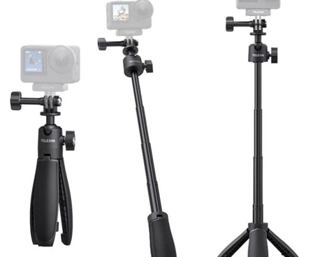 TELESIN Mini Selfie Stick Tripod 3.0 for Action Camera 18-46cm Extendable Aluminum Pole with 360-degree Ball Head, S1-MNP-16