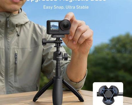 TELESIN Mini Selfie Stick Tripod 3.0 for Action Camera 18-46cm Extendable Aluminum Pole with 360-degree Ball Head, S1-MNP-16