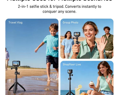 TELESIN Mini Selfie Stick Tripod 3.0 for Action Camera 18-46cm Extendable Aluminum Pole with 360-degree Ball Head, S1-MNP-16