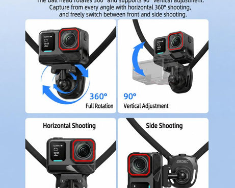 BRDRC POV Perspective Shot Quick-Release Neck Brace, For Insta360  Ace Pro 1 / 2, For Gopro