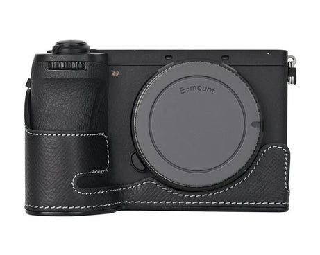 For Sony Alpha 6700 / ILCE-6700 Genuine Leather Half Case Aluminum Alloy Bottom Camera Protective Base