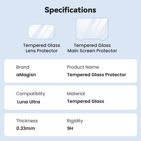 For Insta360 Luna Ultra aMagisn 9H Tempered Glass Screen Protector Screen & Lens Protective Film, 1+1 Pack, 2+2 Pack