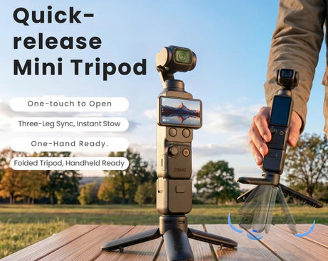 aMagisn One-Touch Open Mini Tripod 2-in-1 Pocket Handheld Grip with 1/4-inch Screw For Most Action Cameras