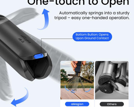 aMagisn One-Touch Open Mini Tripod 2-in-1 Pocket Handheld Grip with 1/4-inch Screw For Most Action Cameras