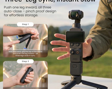 aMagisn One-Touch Open Mini Tripod 2-in-1 Pocket Handheld Grip with 1/4-inch Screw For Most Action Cameras