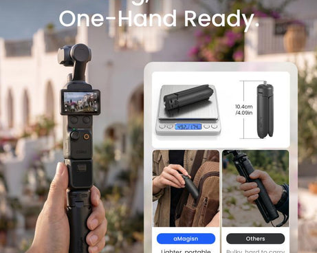 aMagisn One-Touch Open Mini Tripod 2-in-1 Pocket Handheld Grip with 1/4-inch Screw For Most Action Cameras