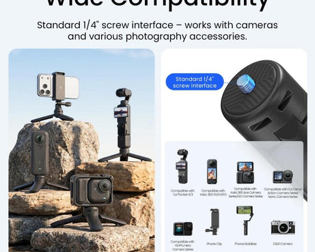 aMagisn One-Touch Open Mini Tripod 2-in-1 Pocket Handheld Grip with 1/4-inch Screw For Most Action Cameras