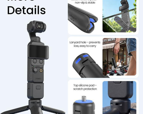 aMagisn One-Touch Open Mini Tripod 2-in-1 Pocket Handheld Grip with 1/4-inch Screw For Most Action Cameras