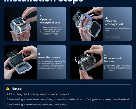 For DJI Action 6 aMagisn 60m Waterproof Case Deep Diving Housing with Dual Lock