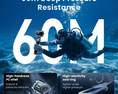 For DJI Action 6 aMagisn 60m Waterproof Case Deep Diving Housing with Dual Lock