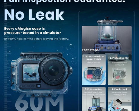 For DJI Action 6 aMagisn 60m Waterproof Case Deep Diving Housing with Dual Lock