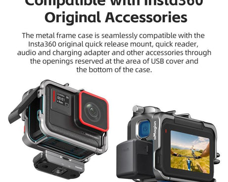 AMagisn Metal Frame Case For Insta360 Ace Pro 2 / Ace Pro / Ace Aluminum Utility Cage With Cold Shoe