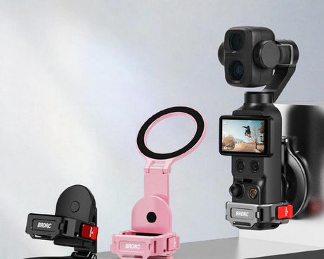 For DJI Osmo Pocket 4 / 4 Pro / 3 BRDRC Teleprompter Magnetic Holder Cold Shoe Extender Phone Clip