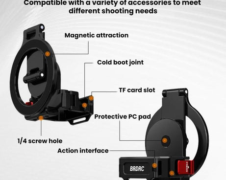 For DJI Osmo Pocket 4 / 4 Pro / 3 BRDRC Teleprompter Magnetic Holder Cold Shoe Extender Phone Clip