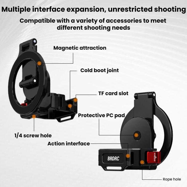 For DJI Osmo Pocket 4 / 4 Pro / 3 BRDRC Teleprompter Magnetic Holder Cold Shoe Extender Phone Clip