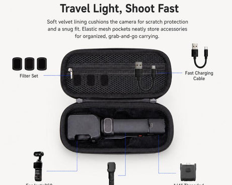 For Insta360 Luna Ultra Portable Carrying Case Hard EVA Travel Storage Bag with Carabiner