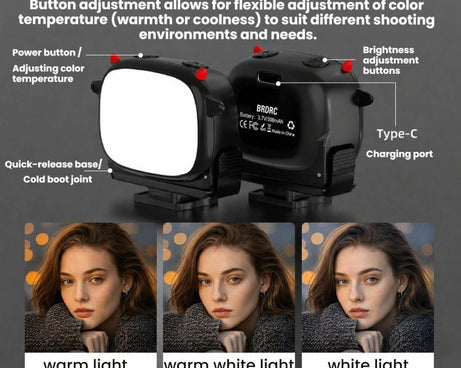 BRDRC Handheld Selfie Monster Fill Light Accessory, For DJI Osmo Action 3 / 4 / 5 Pro, For DJI Osmo Action 6 / Nano