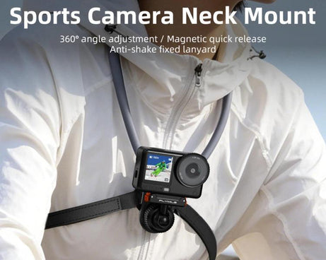 Flymile First-person Perspective Shot Magnetic Quick-release Neck Brace, For DJI Osmo Action 3 / 4 / 5 Pro / 6, For Insta360 Ace / Ace Pro 2 / X5, Universal Action Camera Two-Claw